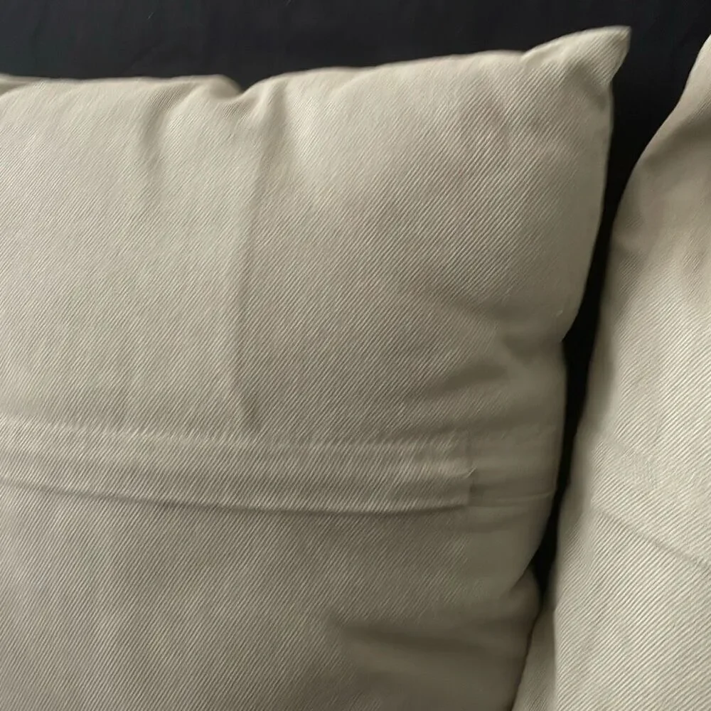 Pair of Olive green linen decorative square pillows with removable pillow cover